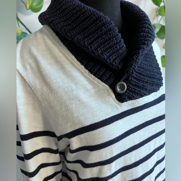 J. Crew navy blue striped sweater medium - Picture 5 of 7